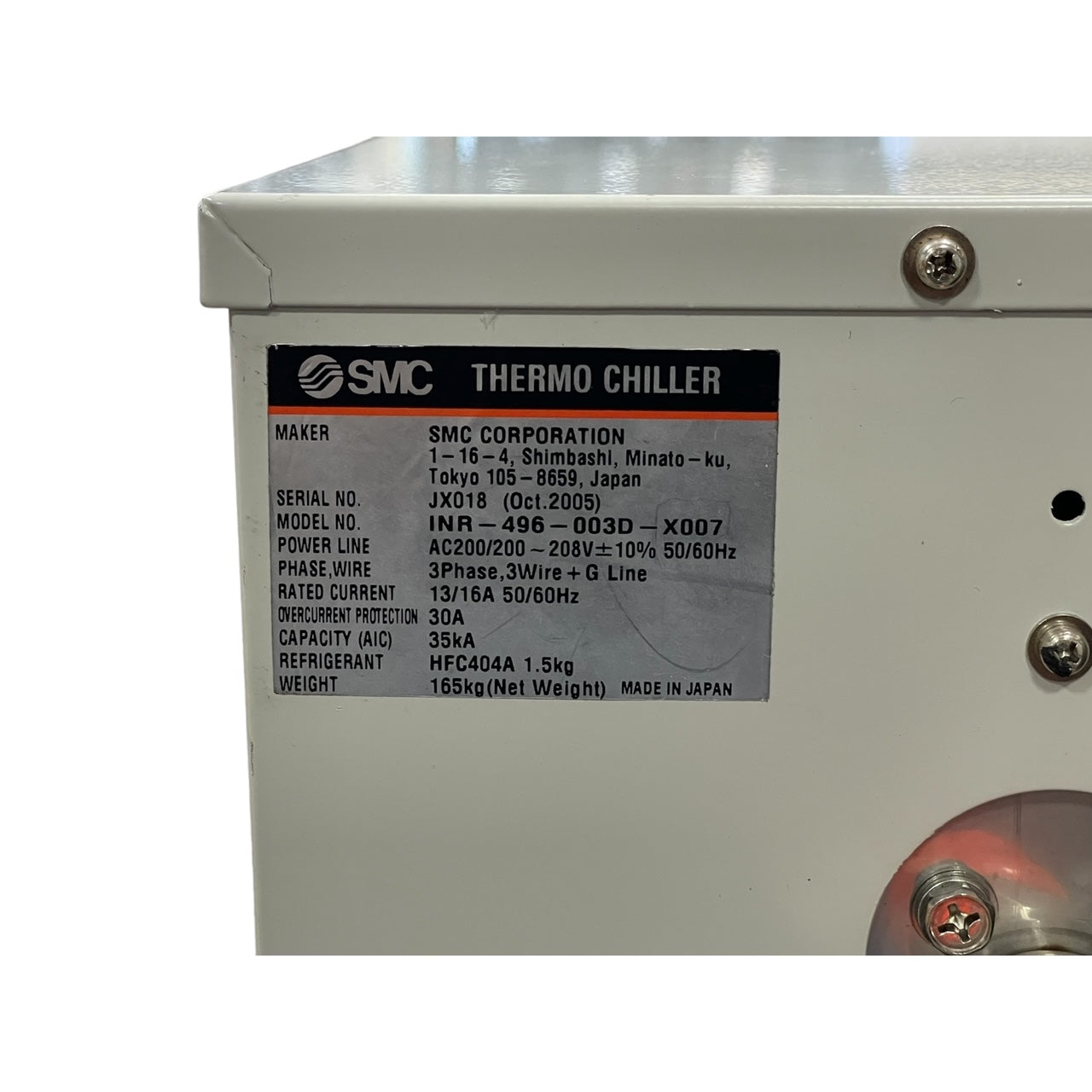 SMC CORPORATION INR-496-003D-X007 THERMO CHILLER THERMO FISHER