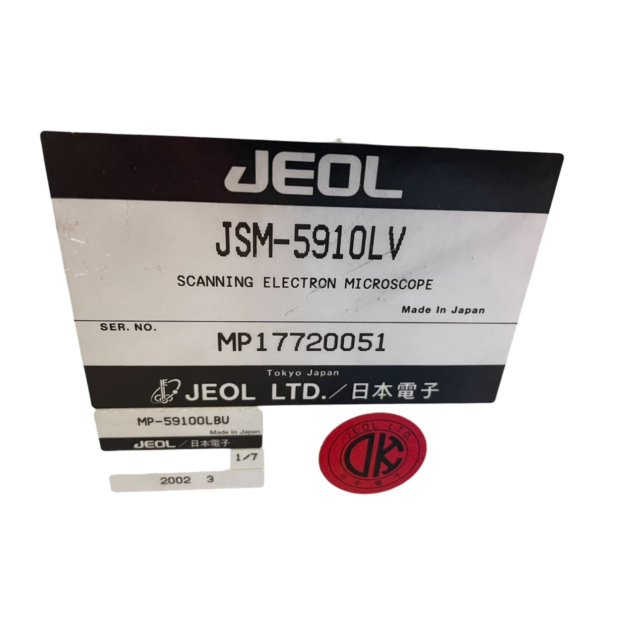 JEOL LTD JSM-5910LV SCANNING ELECTRON MICROSCOPE