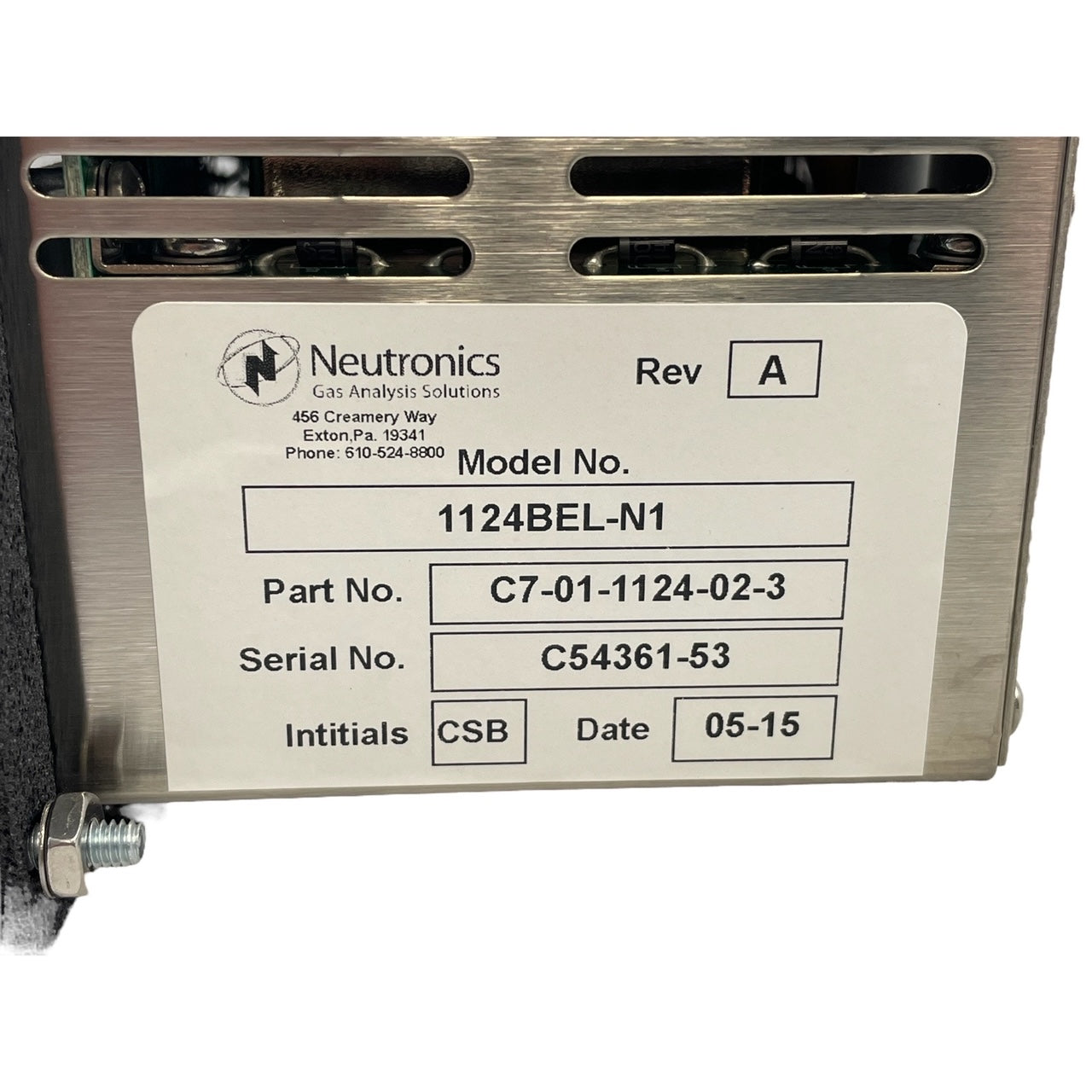 NEUTRONICS 1124BEL-N1 MODEL 1100 O2 DIGITAL GAS ANALYZER C54361-53 ...