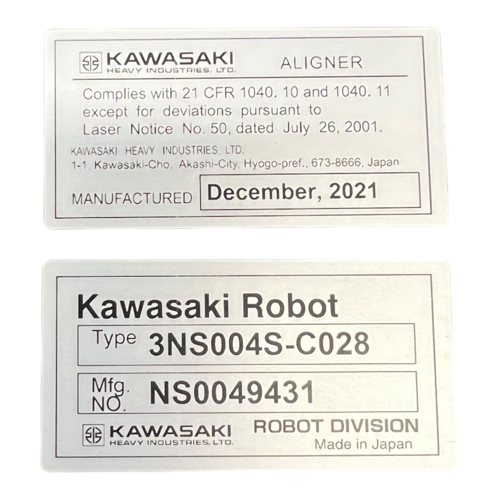 KAWASAKI ROBOT DIVISION 3NS004S-C028 ALIGNER