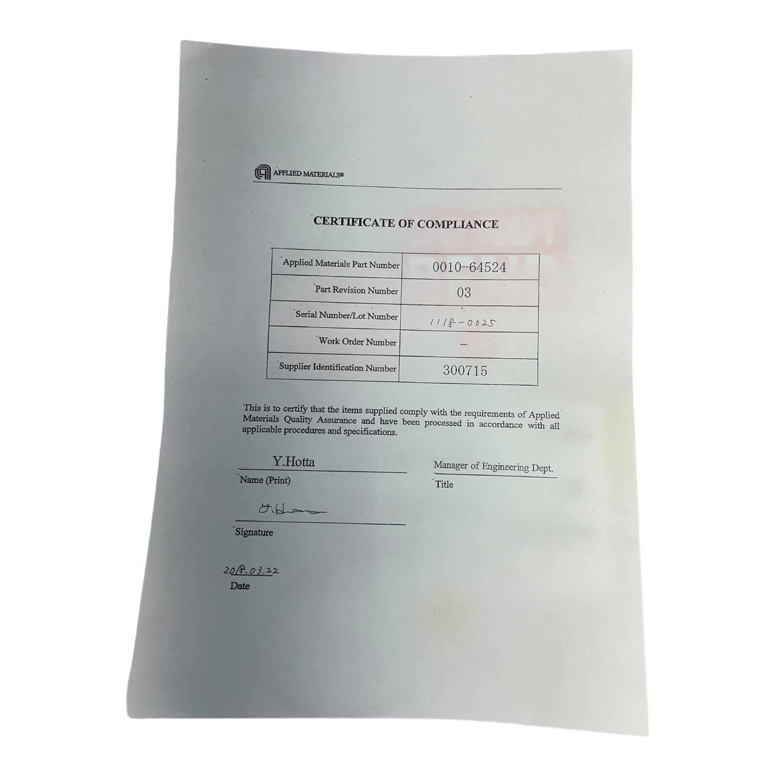 AMAT APPLIED MATERIALS 0010-64524 ASSLY CERAMIC ESC BONDED MONOPOLAR P2H-II