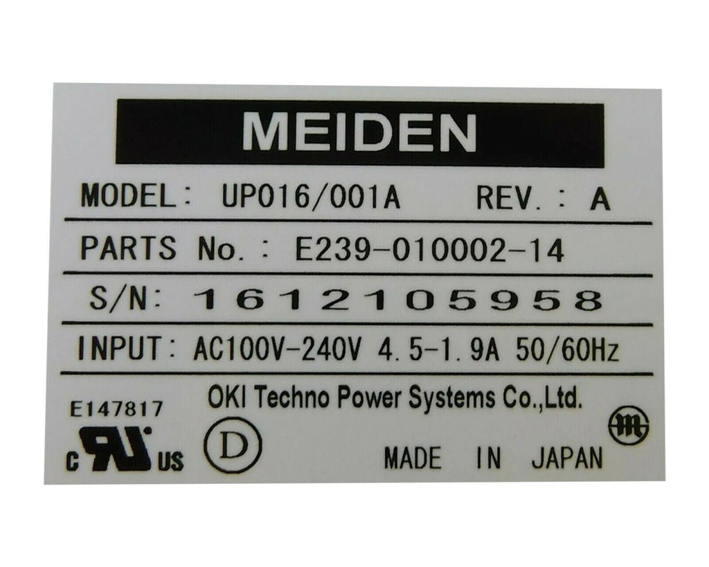 MEIDEN DC POWER SUPPLY UP016/001A – www.myvisionsurplus.com