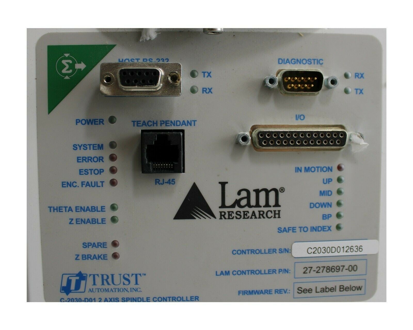 LAM RESEARCH C-2030-D01-2 AXIS SPINDLE CONTROLLER 27-278697