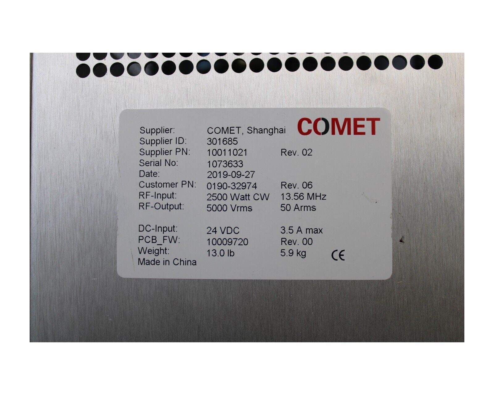 AMAT APPLIED MATERIALS 0190-32974 COMET RF AUTO MATCH 10011021 REV 02 13.56MHZ