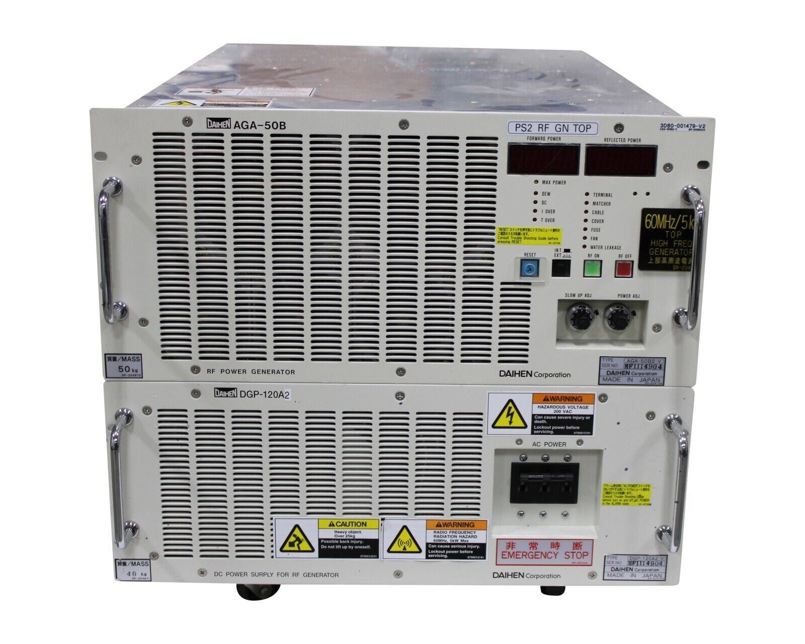 DAIHEN AGA-50B2-V RF GENERATOR DGP-120A2-V 50/60HZ 200V 55A 60MHZ