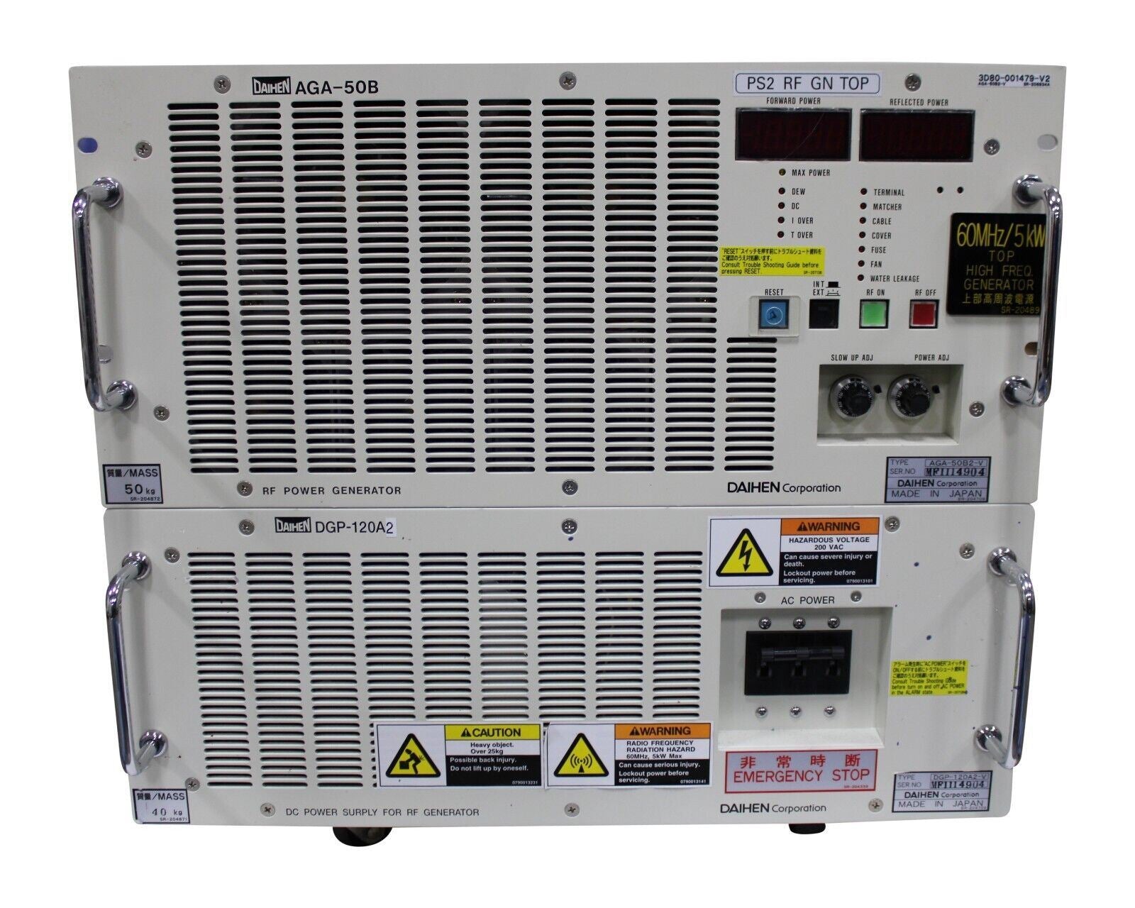 DAIHEN AGA-50B2-V RF GENERATOR DGP-120A2-V 50/60HZ 200V 55A 60MHZ