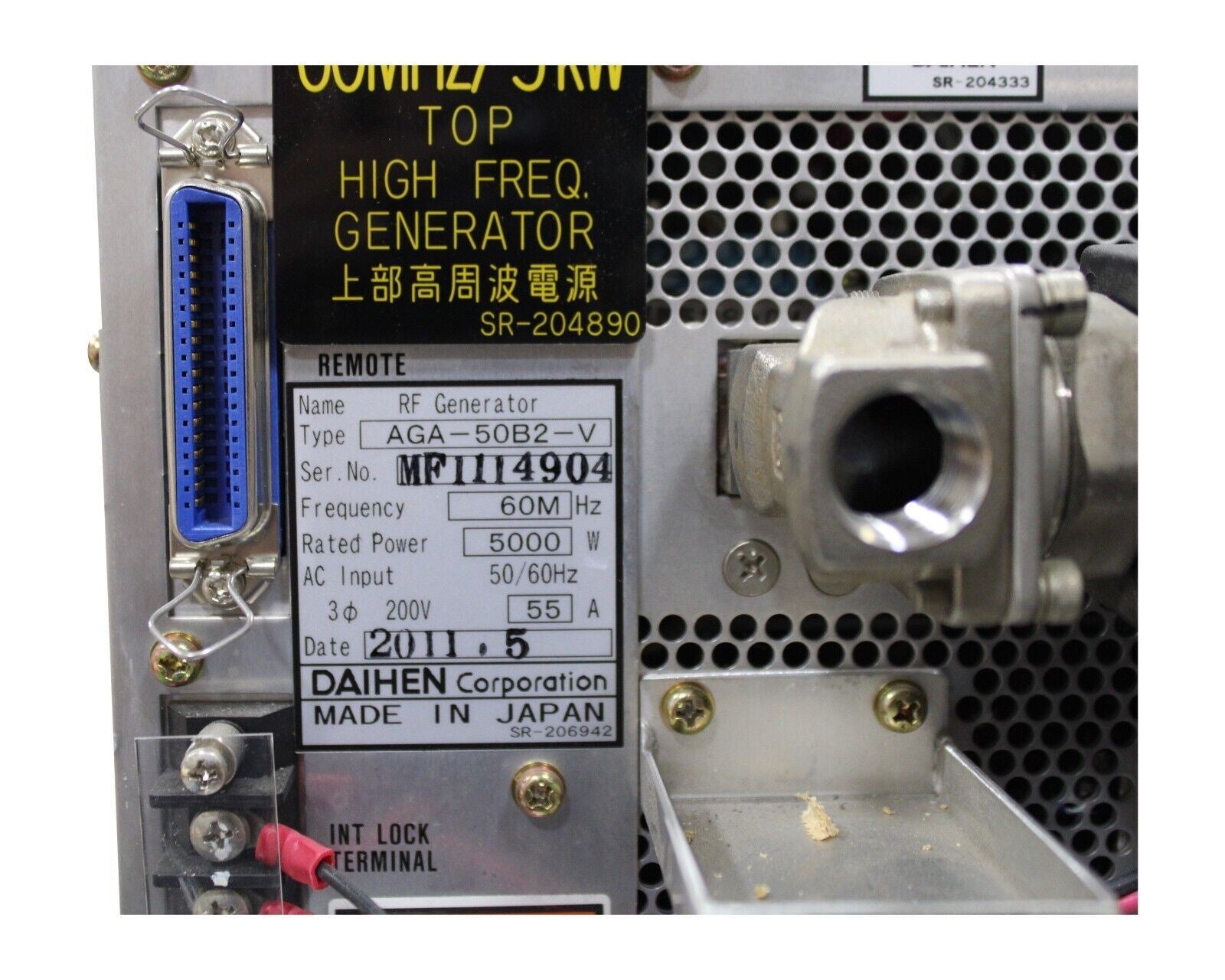 DAIHEN AGA-50B2-V RF GENERATOR DGP-120A2-V 50/60HZ 200V 55A 60MHZ