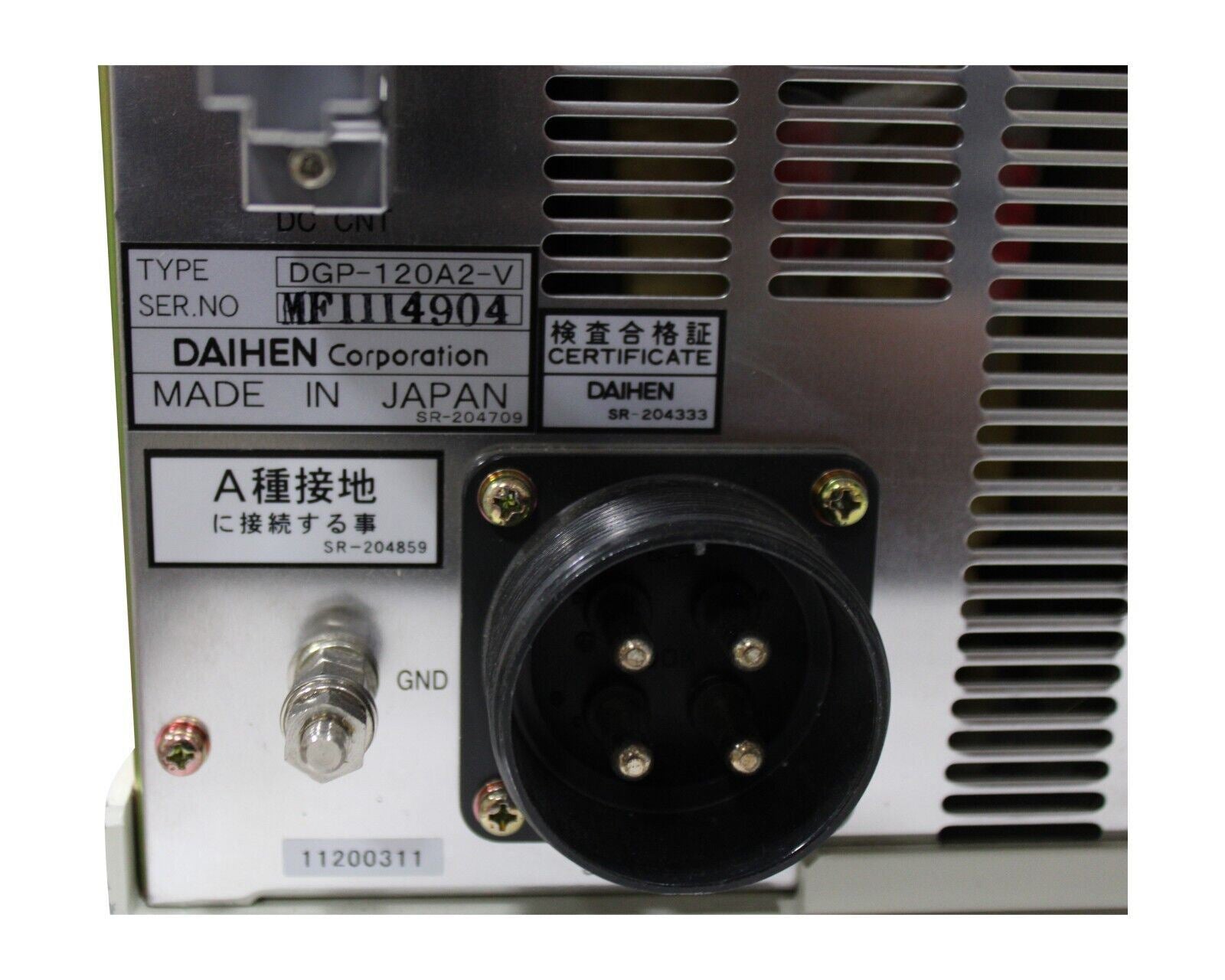 DAIHEN AGA-50B2-V RF GENERATOR DGP-120A2-V 50/60HZ 200V 55A 60MHZ