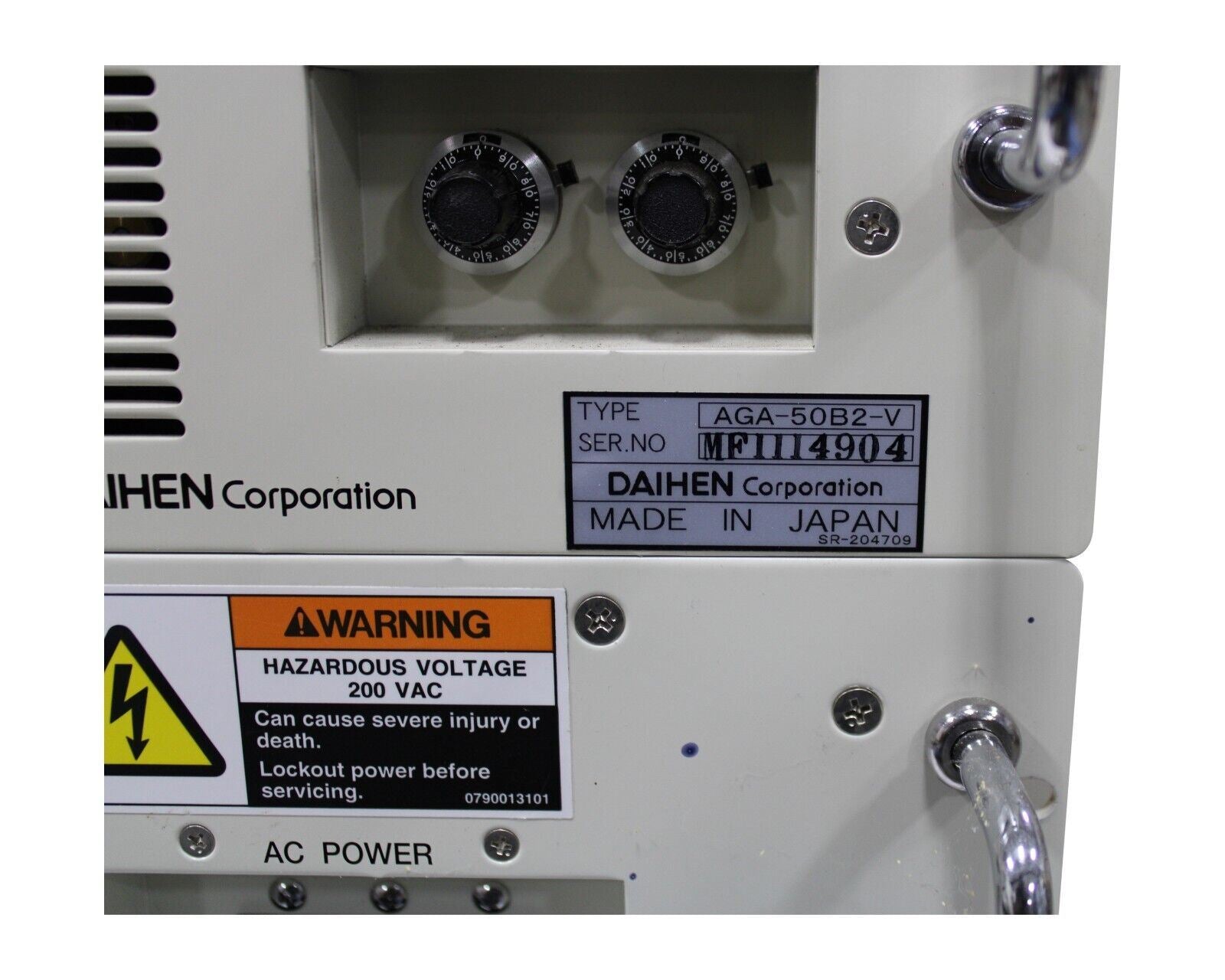 DAIHEN AGA-50B2-V RF GENERATOR DGP-120A2-V 50/60HZ 200V 55A 60MHZ